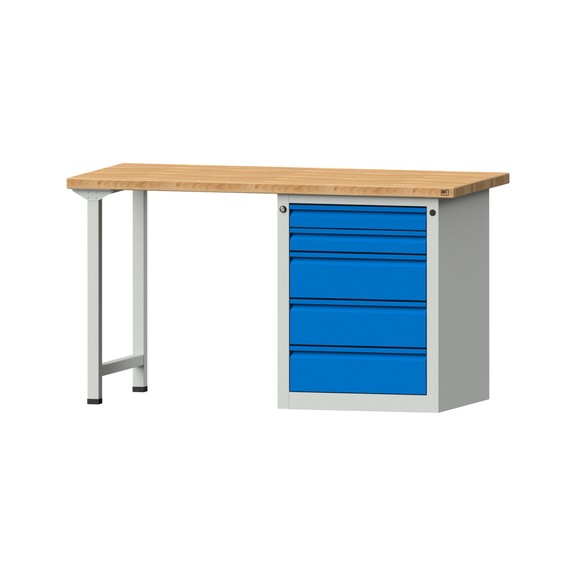 Combination workbench E 1500/2000 mm, model 806, BMP 40 mm, RAL 7035/RAL 5012 - Combination workbench E 1500 mm