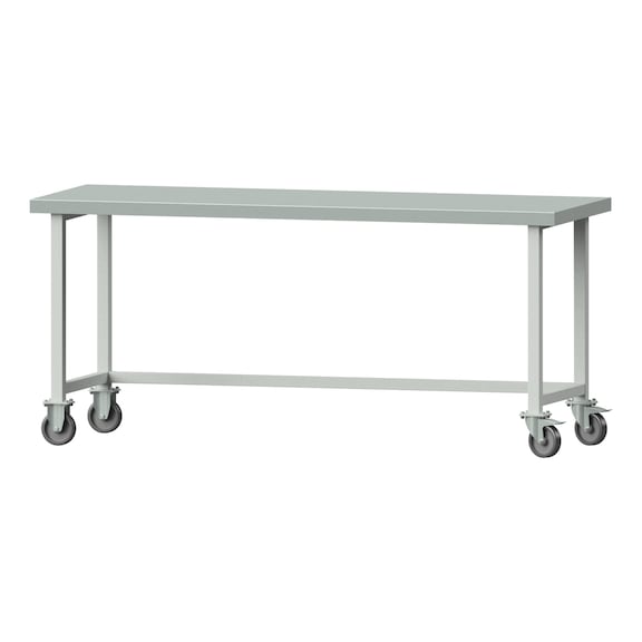 Arbeitstisch, Modell 80, ZBP 50 mm, RAL 7035, 900 x 2000 x 700 mm - Arbeitstisch 2000 mm fahrbar