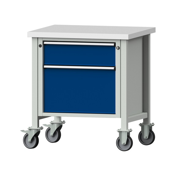 Box workbench V/T-BL 800 mm, model 55, KSP 40 mm, RAL 7035/5010, 890x800x700 - Cabinet workbench 1 block