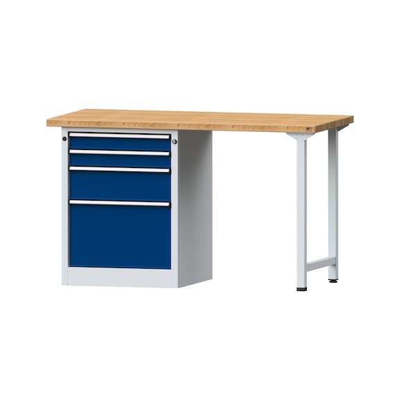 Combination workbench V/T-BL1500/2000 mm Model 807 BMP 40 mm RAL 7035/5010, 890 x 1500 x 700 - Combination workbench 1500 mm models 801 V - 808 VH