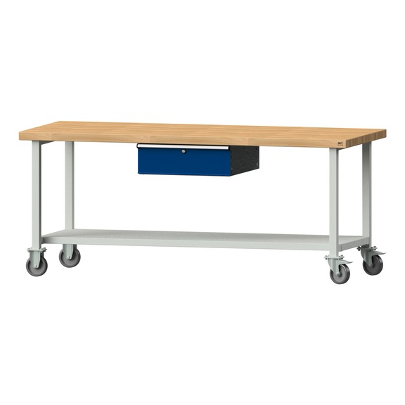 Work table, model 183, BMP 50 mm, RAL 7035/RAL 5010, 850 x 2000 x 800 mm - Working table 2000 mm movable