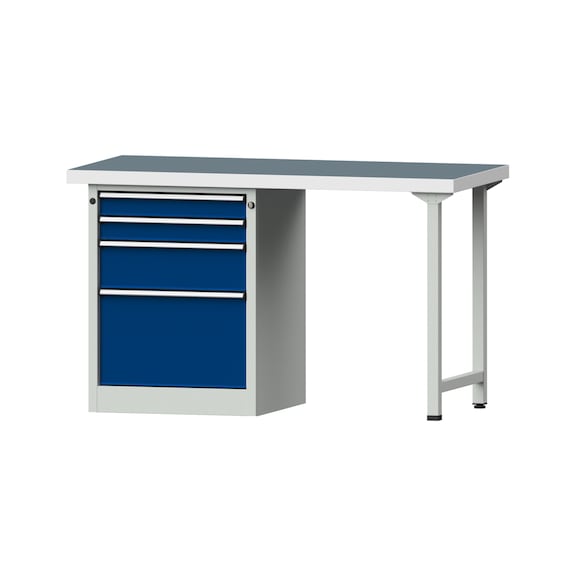 Combination workbench V/T-BL1500/2000 mm Model 807 UBP 50 mm RAL 7035/5010, 900 x 1500 x 700 - Combination workbench 1500 mm models 801 V - 808 VH