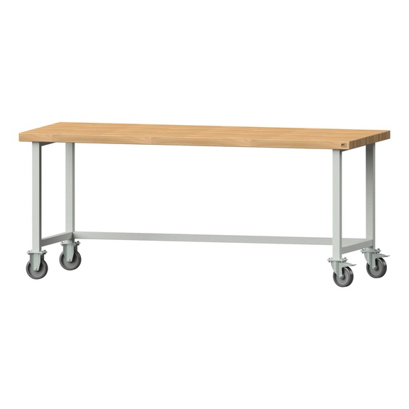 Arbeitstisch, Modell 180, BMP 50 mm, RAL 7035, 850 x 2000 x 800 mm - Arbeitstisch 2000 mm fahrbar