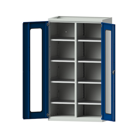 Schwerlastschrank T630mm - H1950mm, Modell 201, RAL 7035/RAL 5010, 620.011.0042 - Werkstattschrank