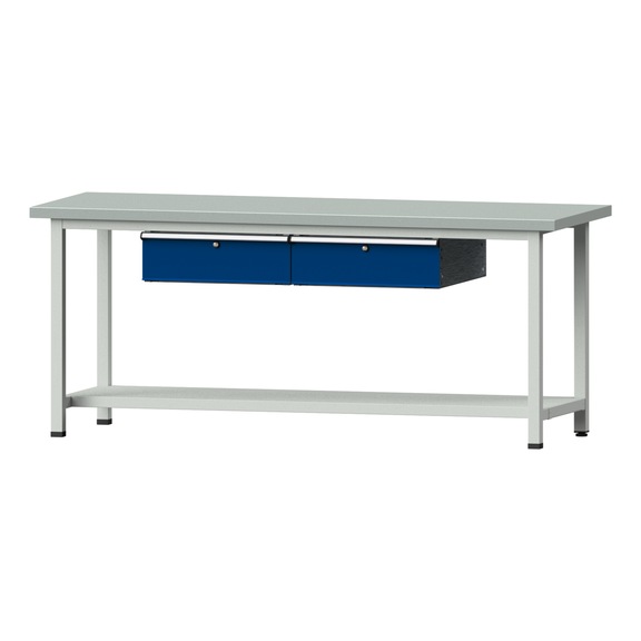 Work table, model 75, ZBP 40 mm, RAL 7035/RAL 5010, 840 x 2000 x 700 mm - Working table 2000 mm static