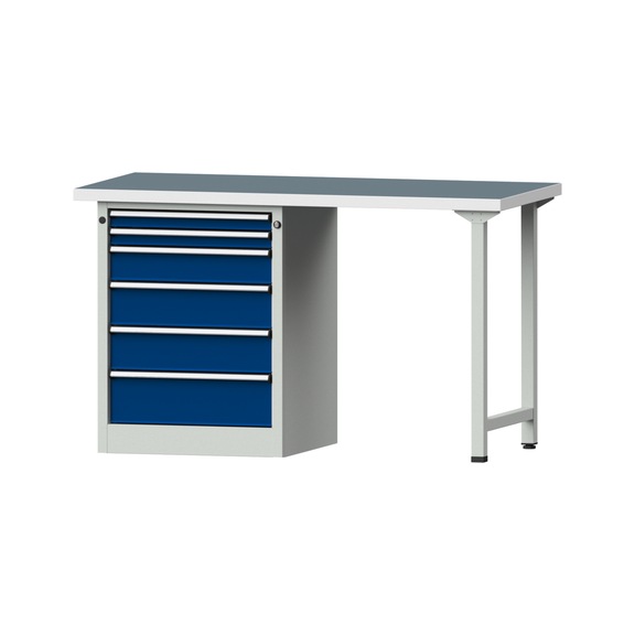 Combination workbench V/T-BL1500/2000 mm Model 812 UBP 40 mm RAL 7035/5010, 890 x 1500 x 700 - Combination workbench 1500 mm models 809 V - 816 V