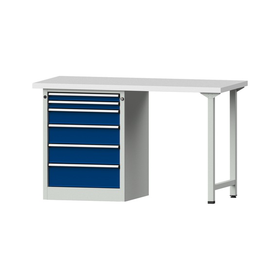 Combination workbench V/T-BL1500/2000 mm Model 812 KSP 40 mm RAL 7035/5010, 890 x 1500 x 700 - Combination workbench 1500 mm models 809 V - 816 V