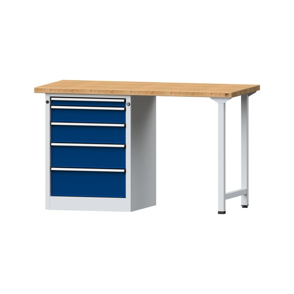 Combination workbench V/T-BL1500/2000 mm Model 809 BMP 40 mm RAL 7035/5010, 890 x 1500 x 700 - Combination workbench 1500 mm models 809 V - 816 V