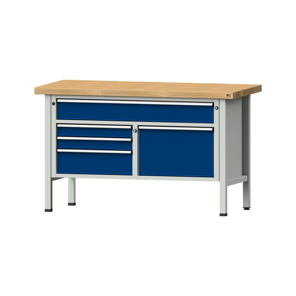 Box workbench 1500 3-piece housing model 256 BMP 50 mm 7035/5010 900x1500x700 - Cabinet workbench 2 blocks 1500 3-piece