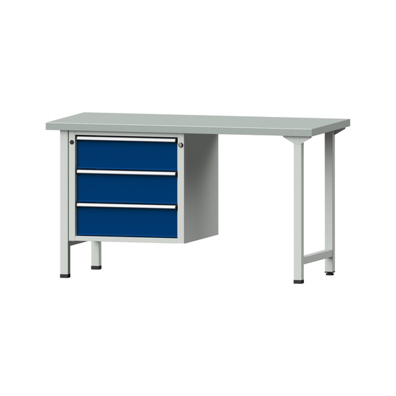 Combination workbench V/T-BL1500/2000 mm Model 706 ZBP 40 mm RAL 7035/5010, 840 x 1500 x 700 - Combination workbench 1500 mm models 501 V - 709 V