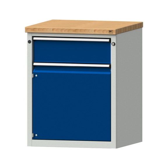 Side cabinet BL, model 102, BMP 40 mm, RAL 7035/RAL 5010, height 840 mm - Workshop cupboard