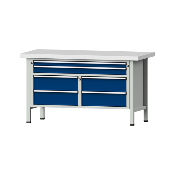 Box workbench 1500 3-piece housing model 255 KSP 50 mm 7035/5010 850x1500x700 - Cabinet workbench 2 blocks 1500 3-piece