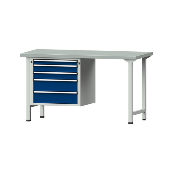 Combination workbench V/T-BL1500/2000 mm Model 703 ZBP 40 mm RAL 7035/5010, 840x1500x700 - Combination workbench 1500 mm models 501 V - 709 V