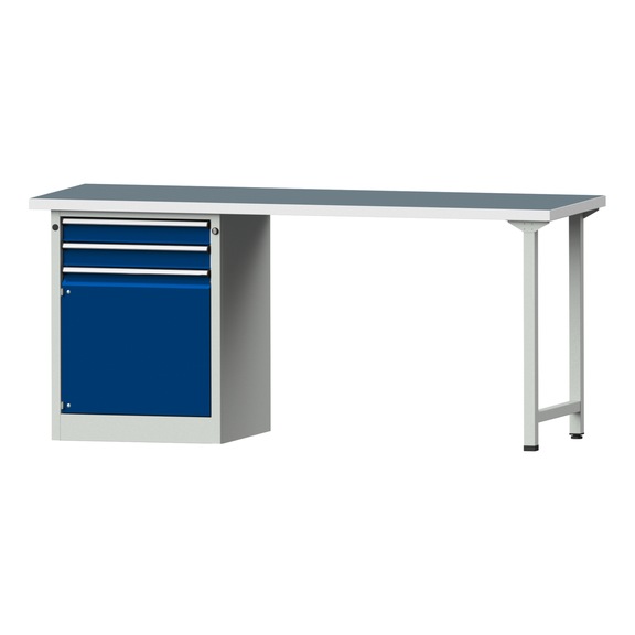 Combination workbench V/T-BL1500/2000 mm Model 822 UBP 40 mm RAL 7035/5010, 890 x 2000 x 700 - Combination workbench 2000 mm models 821 VH - 850 VH