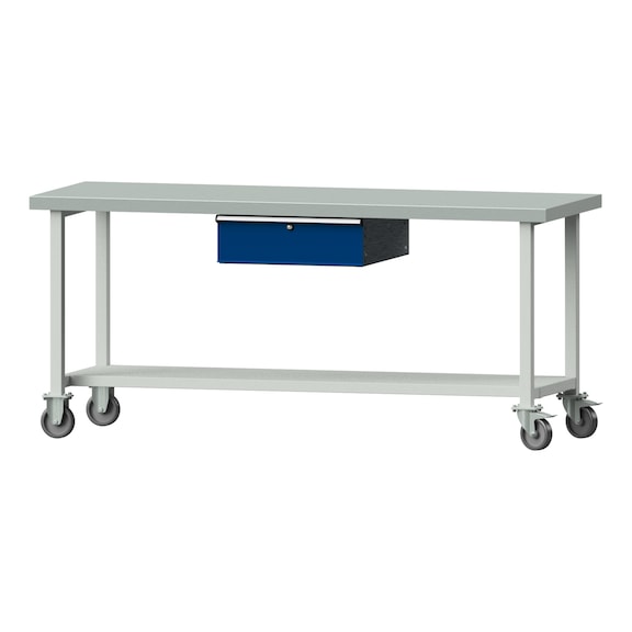 Work table, model 83, ZBP 50 mm, RAL 7035/RAL 5010, 900 x 2000 x 700 mm - Working table 2000 mm movable