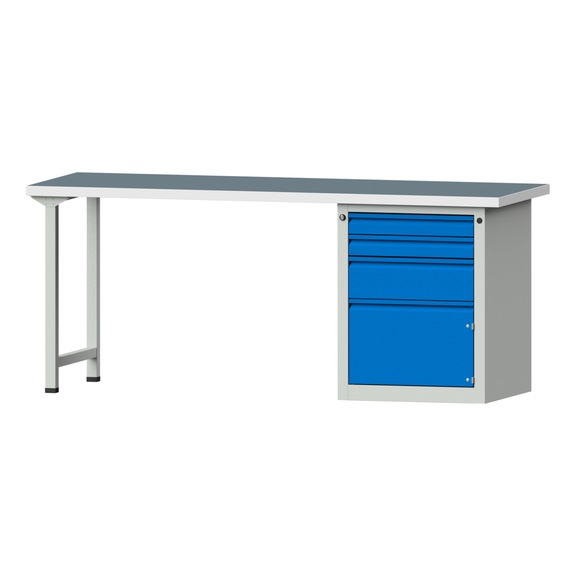 Combination workbench E 1500/2000 mm, model 824, UBP 40 mm, RAL 7035/RAL 5012 - Combination workbench E 2000 mm