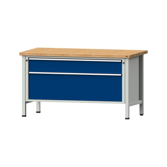 Kastenwerkbank VX 1500 mm, Modell 15, BMP 40 mm, RAL 7035/RAL 5010, 840x1500x800 - Kastenwerkbank V - X 1500 mm 1 Block