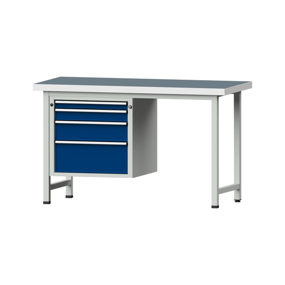 Combination workbench V/T-BL1500/2000 mm Model 709 UBP 50 mm RAL 7035/5010, 900 x 1500 x 700 - Combination workbench 1500 mm models 501 V - 709 V