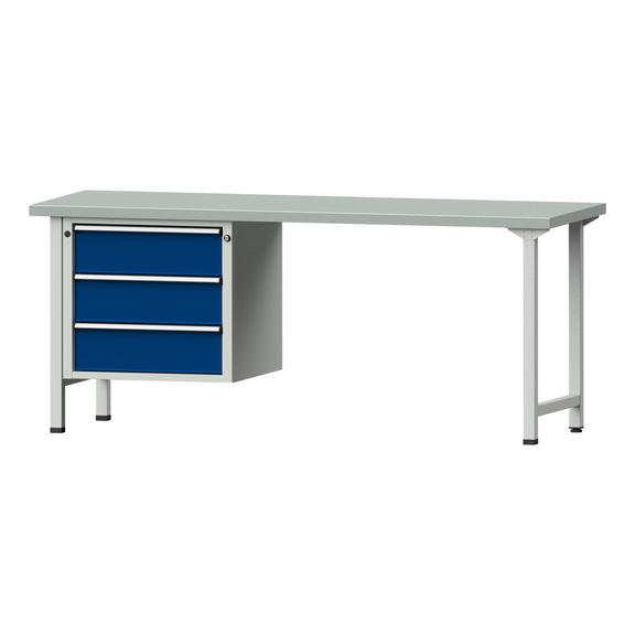 Combination workbench V/T-BL1500/2000 mm Model 726 ZBP 40 mm RAL 7035/5010, 840 x 2000 x 700 - Combination workbench 2000 mm models 521 V - 726 V