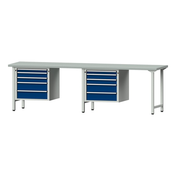Combination workbench V/T-BL2800 mm, model 733, ZBP 40 mm, RAL 7035/5010, 840x2800x700 - Combination workbench 2800 mm models 531 V - 733 V