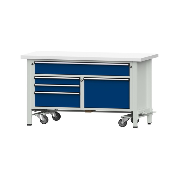 Box workbench 1500 3-piece housing model 256 KSP 40 mm 7035/5010 840x1500x700 - Cabinet workbench 2 blocks 1500 3-piece