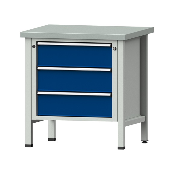 Box workbench V/T-BL 800 mm, model 18, ZBP 40 mm, RAL 7035/5010, 840x800x700 - Cabinet workbench 1 block