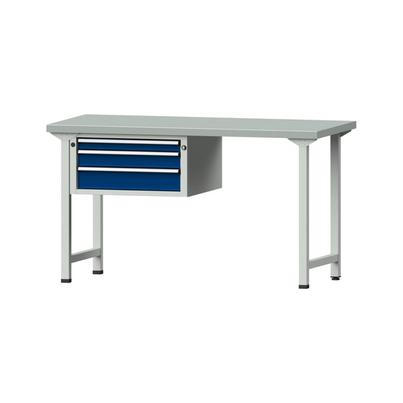 Combination workbench V/T-BL1500/2000 mm Model 502 ZBP 40 mm RAL 7035/5010, 840 x 1500 x 700 - Combination workbench 1500 mm models 501 V - 709 V