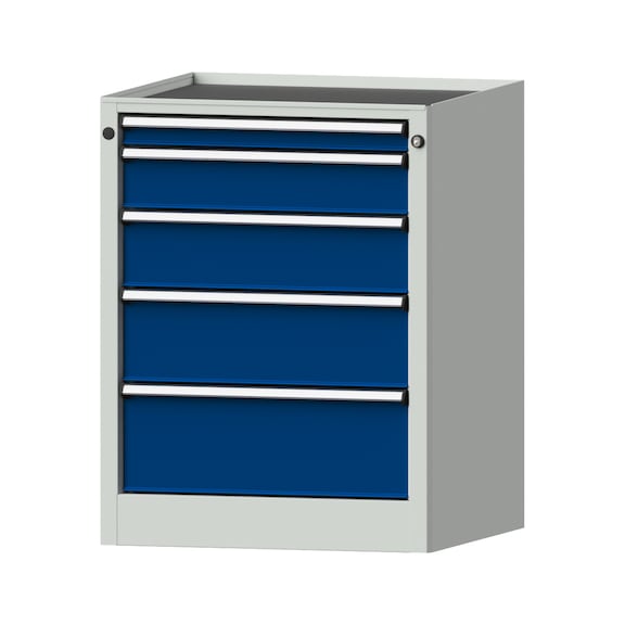 Side cabinet BL, model 106, storage tray, RAL 7035/RAL 5010, height 850 mm - Workshop cupboard