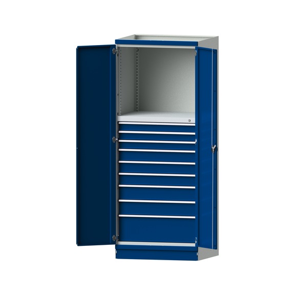 Basisschrank modulares Schranksystem, Modell 4006, RAL 7035/5010, 999.170.0042 - Werkstattschrank