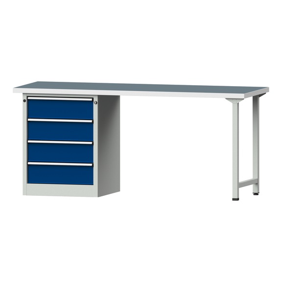 Combination workbench V/T-BL1500/2000 mm Model 828 UBP 40 mm RAL 7035/5010, 890 x 2000 x 700 - Combination workbench 2000 mm models 821 VH - 850 VH