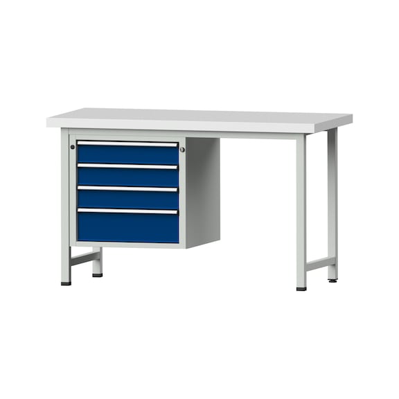 Kombiwerkbank V/T-BL1500/2000 mm Modell 705 KSP 50mm RAL 7035/5010, 900x1500x700 - Kombiwerkbank V - BL 1500 mm Modelle 501 V - 709 V