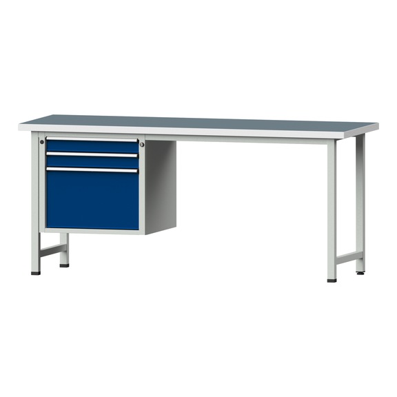 Combination workbench V/T-BL1500/2000 mm Model 722 UBP 40 mm RAL 7035/5010, 890x2000x700 - Combination workbench 2000 mm models 521 V - 726 V