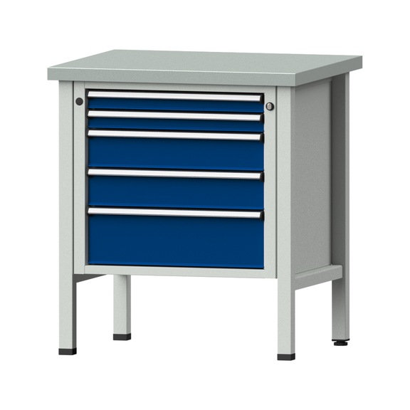 Box workbench V/T-BL 800 mm, model 29, ZBP 40 mm, RAL 7035/5010, 890x800x700 - Cabinet workbench 1 block
