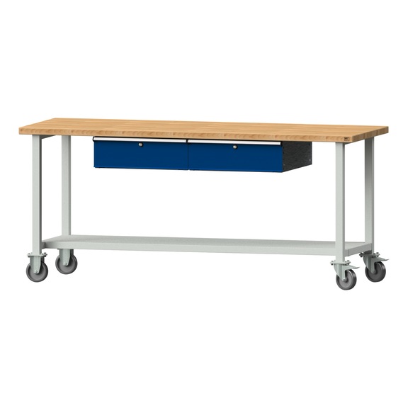 Work table, model 85, BMP 40 mm, RAL 7035/RAL 5010, 890 x 2000 x 700 mm - Working table 2000 mm movable