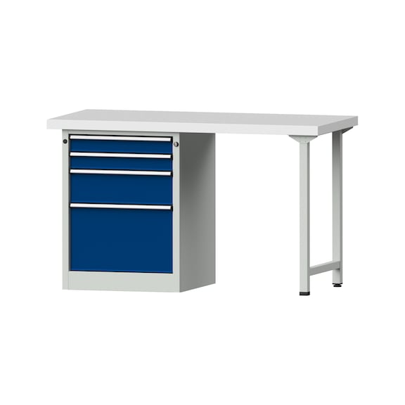 Combination workbench V/T-BL1500/2000 mm Model 807 KSP 50 mm RAL 7035/5010, 900 x 1500 x 700 - Combination workbench 1500 mm models 801 V - 808 VH