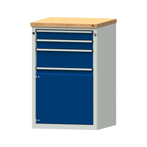 Side cabinet BL, model 402, BMP 40 mm, RAL 7035/RAL 5010, height 1020 mm - Workshop cupboard