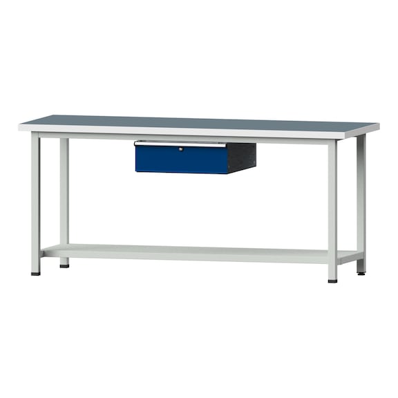 Work table, model 173, UBP 40 mm, RAL 7035/RAL 5010, 890 x 2000 x 800 mm - Working table 2000 mm static