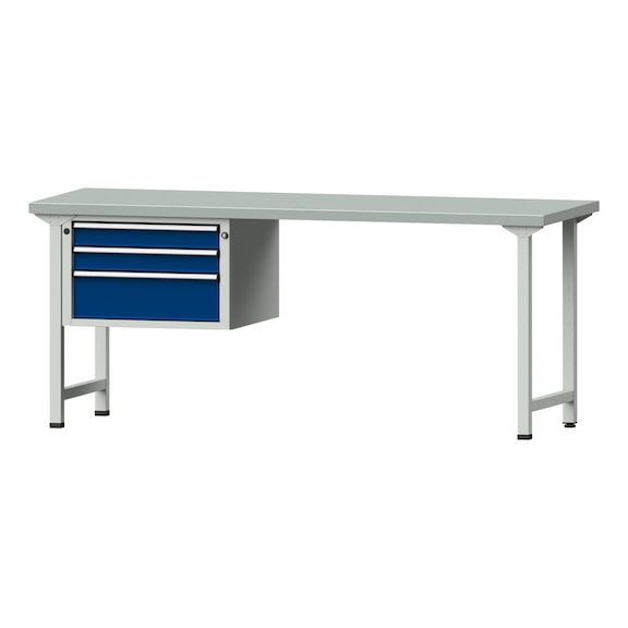 Combination workbench V/T-BL1500/2000 mm Model 623 ZBP 40 mm RAL 7035/5010, 840 x 2000 x 700 - Combination workbench 2000 mm models 521 V - 726 V
