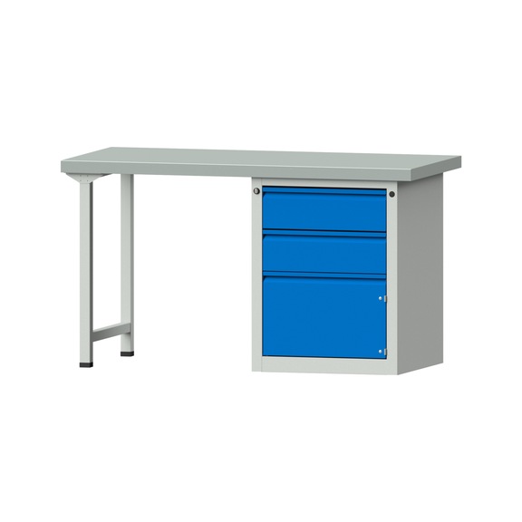 Combination workbench E 1500/2000 mm, model 803, ZBP 50 mm, RAL 7035/RAL 5012 - Combination workbench E 1500 mm
