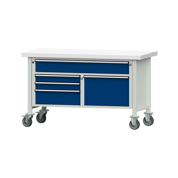 Box workbench 1500 3-part housing model 256 KSP 50 mm 7035/5010 900x1500x700 - Cabinet workbench 2 blocks 1500 3-piece