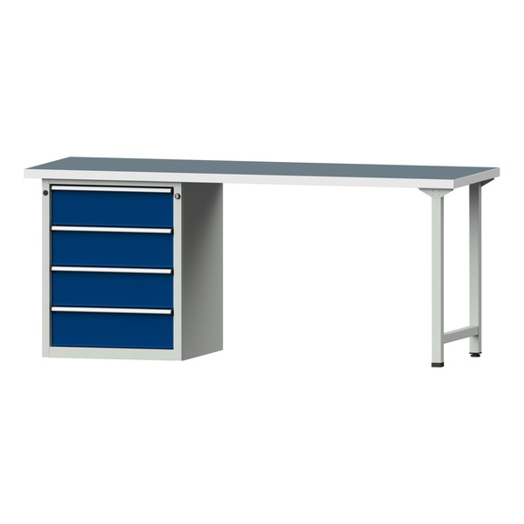 Kombiwerkbank V/T-BL1500/2000 mm Modell 828 UBP 40mm RAL 7035/5010, 840x2000x700 - Kombiwerkbank V - BL 2000 mm Modelle 821 VH - 850 VH