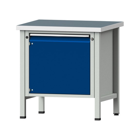 Kastenwerkbank V/T-BL 800 mm, Modell 12, UBP 40 mm, RAL 7035/5010, 840x800x700 - Kastenwerkbank V - BL 1 Block