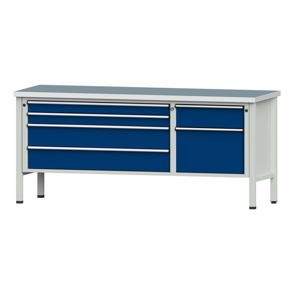Kastenwerkbank 2000 2-teilig Gehäuse Modell 286 UBP 40mm 7035/5010, 890x2000x700 - Kastenwerkbank V - BL 3 Blöcke 2000 2-teilig