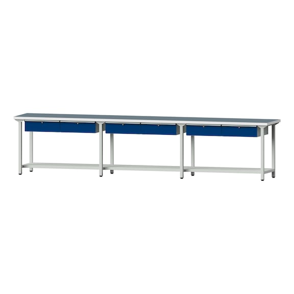 Work table, model 105, UBP 40 mm, RAL 7035/RAL 5010, 890 x 4050 x 700 mm - Working table 4500 mm static