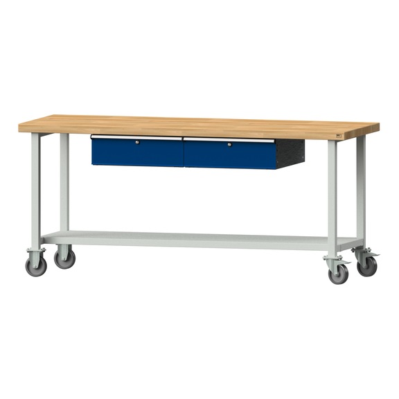 Work table, model 85, BMP 50 mm, RAL 7035/RAL 5010, 900 x 2000 x 700 mm - Working table 2000 mm movable