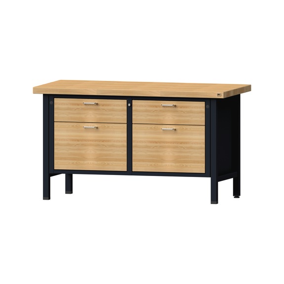 Box workbench V/T-BL 1500 mm, model 205, BMP 50 mm, RAL 7016, 850x1500x700 mm - Cabinet workbench 2 blocks models 103 - 209