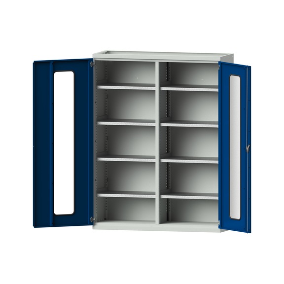 Heavy-duty cabinet T500mm - H1950mm, model 401, RAL 7035/RAL 5010, 620.007.0050 - Workshop cupboard