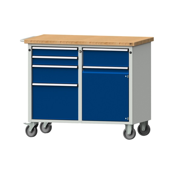 Workshop trolley V/T, model 311, BMP 40 mm, RAL 7035/RAL 5010, height 970 mm - Workshop trolley