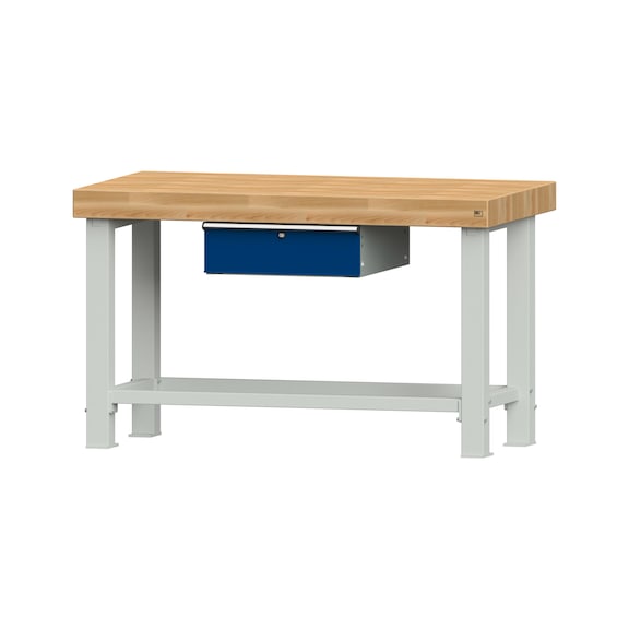 Heavy-duty work table, model 101, BMP 100 mm, RAL 7035/RAL 5010 - Working table heavy-duty