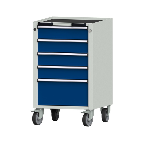Roll container V/T - KS, model 76, storage tray, RAL 7035/RAL 5010, height 930 mm - Workshop trolley